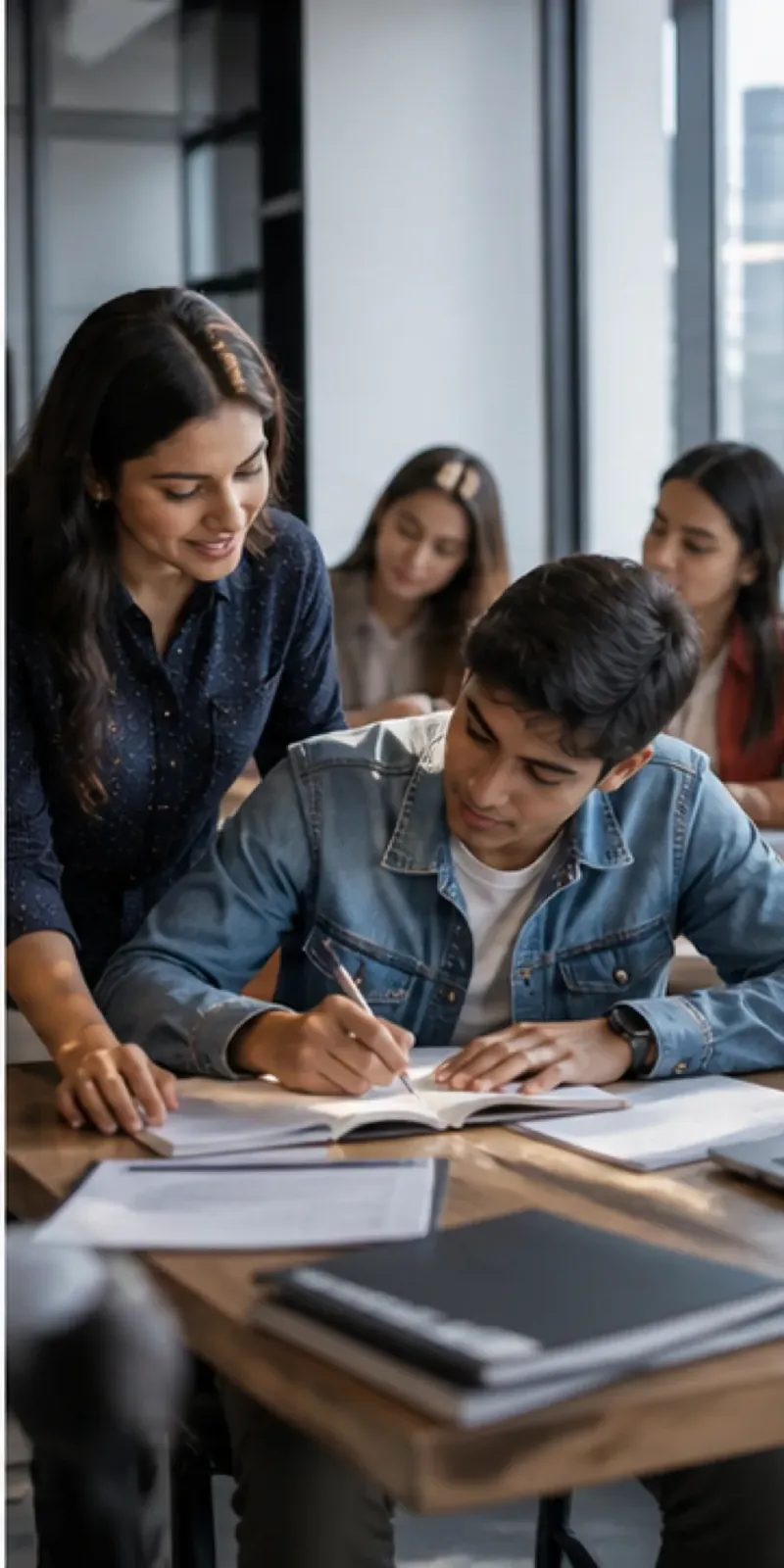 Students learning in a modern education environment