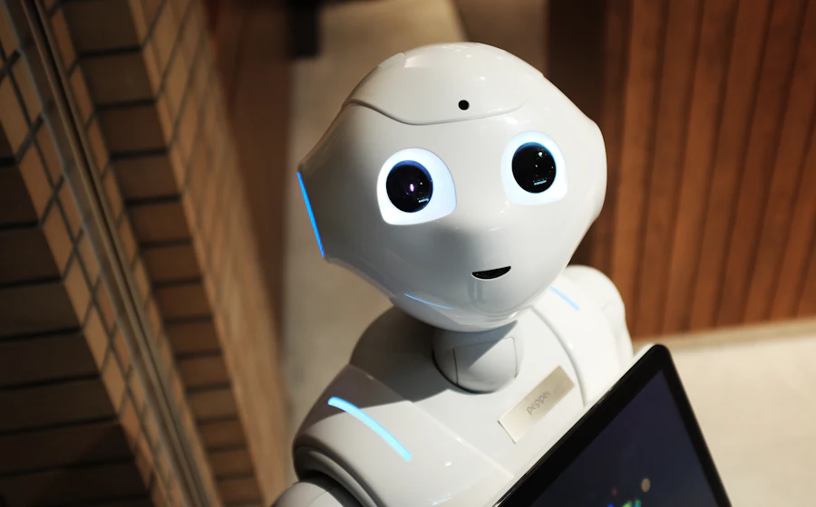 A friendly AI robot assistant representing content automation