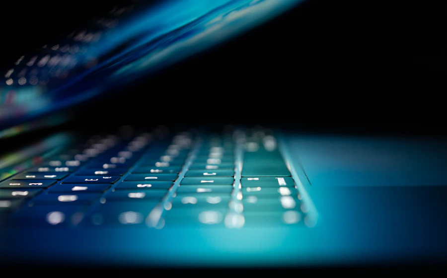A laptop secured with cybersecurity protection