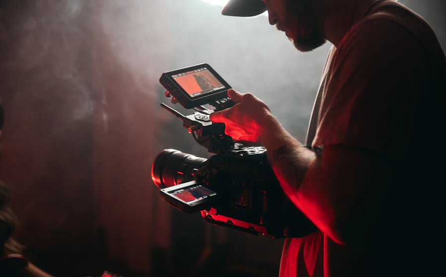 A content creator filming social media video content