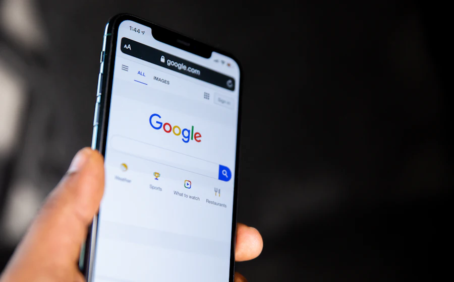 A person searching on Google on their phone while deciding which local business to choose
